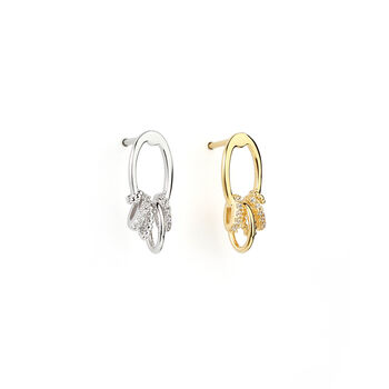 Cubic Zirconia Hoop Earrings With Rings, 4 of 10