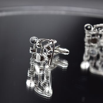 Drum Set Silver Cufflinks Gift For Musicians 316 L Stainless Steel, 3 of 6