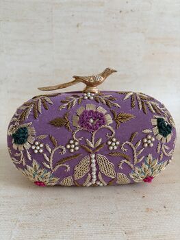 Purple Velvet Oval Clutch Bag, 6 of 8