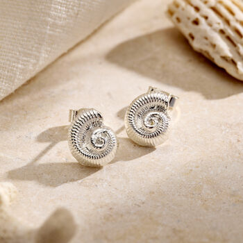 Mini Nautilus Shell Stud Earrings, 2 of 5