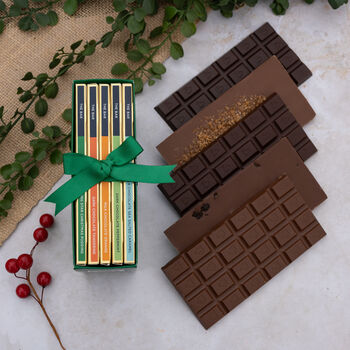 Five Chocolate Bars In Green Christmas Gift Box, 2 of 8