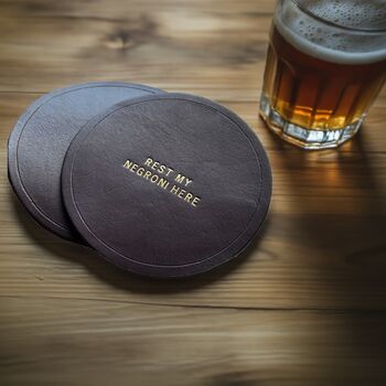 Custom Luxe Leather Father's Day Coasters, 3 of 5
