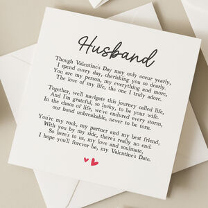 Husband Poem Valentine's Day Card By Twist Stationery ...