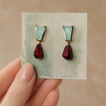 Pomegranate Red And Seafoam Earrings, 5 of 11