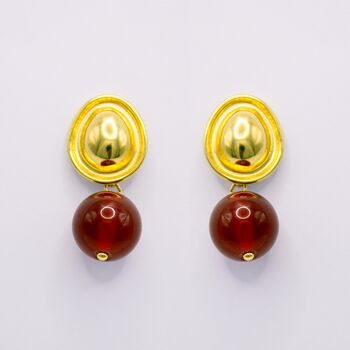 Fisher Round Carnelian Bead Drop Stud Earrings, 2 of 4