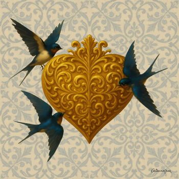 Catarina Diaz Portuguese Filigree Swallow Heart Wall Art, 2 of 5