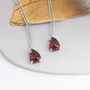 Genuine Red Garnet Droplet Necklace Sterling Silver, thumbnail 2 of 12