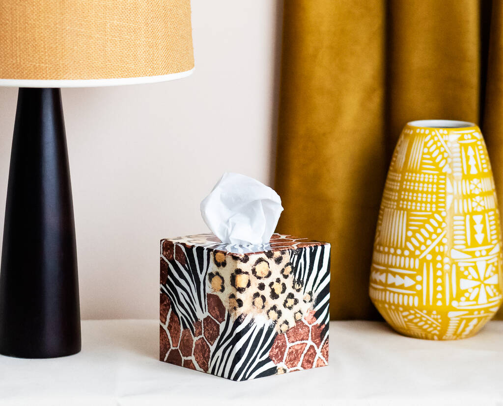 Wooden Africa Tissue Box Cover, 1 of 3