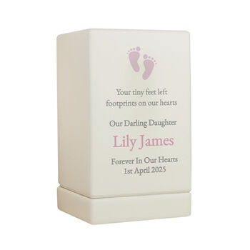 Personalised Baby Girl Memorial Wooden Urn, 4 of 7