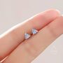 Sterling Silver Trillion Cut Topaz Blue Cz Stud Earrings, thumbnail 5 of 12