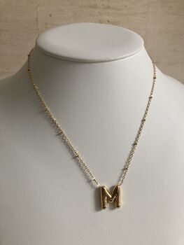 18k Gold Plated M Initial Pendant Necklace, 3 of 3
