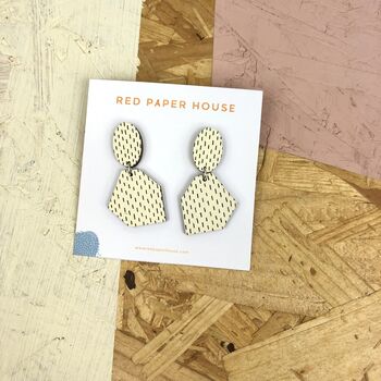 Block Colour Wooden Geometric Earrings, 4 of 8