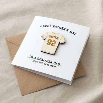 Personalised Wooden Football Shirt Father's Day Card, 2 of 2