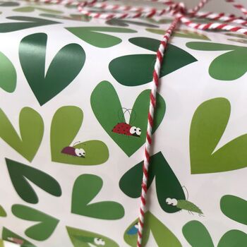 Leaf Hearts And Bug Wrapping Paper Or Gift Wrap Set, 4 of 12