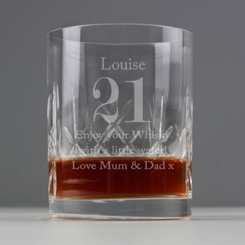 Engraved Cut Crystal Age Whisky Glass, 2 of 4