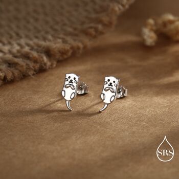 Otter Pendant Necklace And Stud Earrings In Sterling Silver, 2 of 12