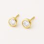 Gold Plated Sterling Silver April Cubic Zirconia Birthstone Stud Earrings, thumbnail 2 of 5