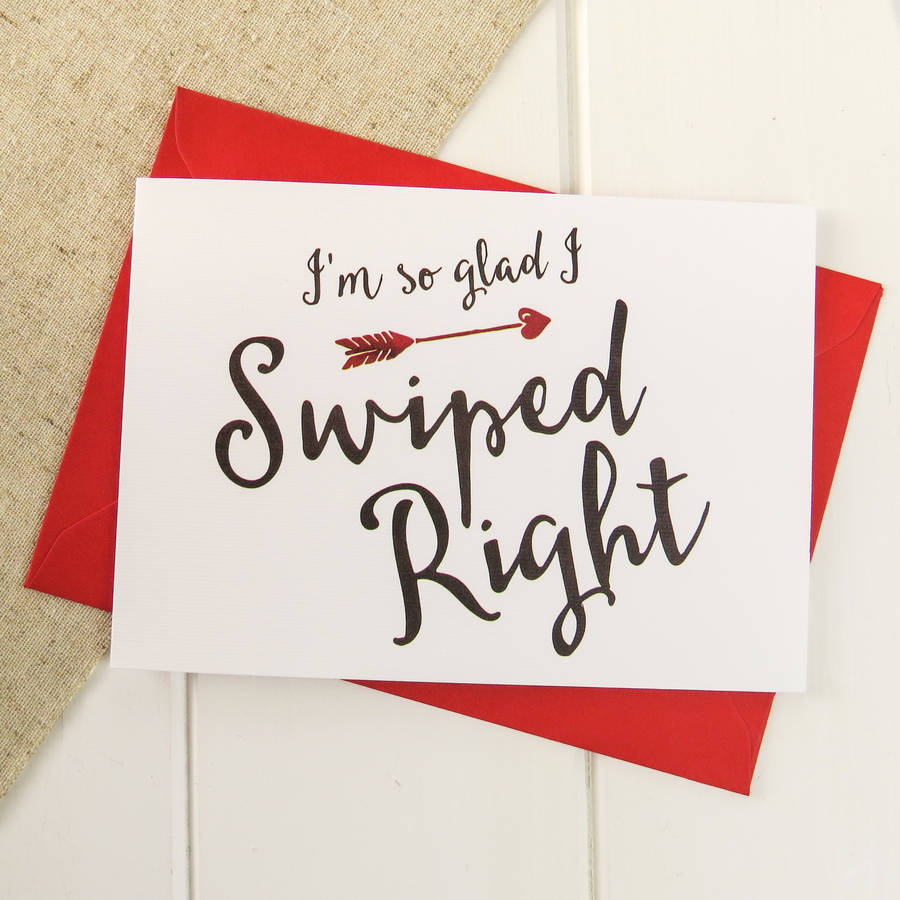 'swiped right' online dating valentine's card