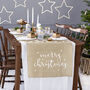 Long Burlap Merry Christmas Table Runner, thumbnail 1 of 4