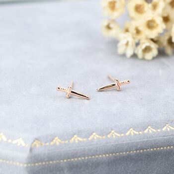 Sterling Silver Tiny Dagger Sword Earrings, 6 of 12