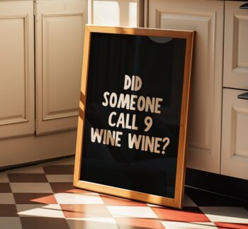 Funny Wine Wall Art Print Happy Hour Wine Bar Cart Kitchen Disco, 5 of 9