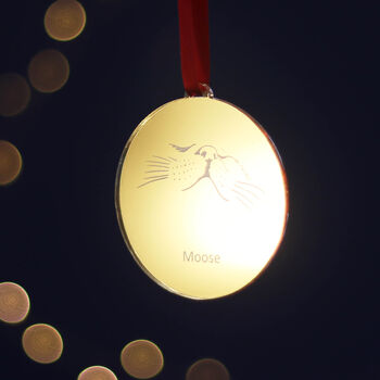 Gold Personalised Cat Nose Christmas Tree Bauble, 5 of 6