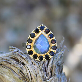 Labradorite And Black Spinel Cocktail Ring, 3 of 8