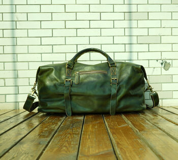 Genuine Leather Holdall In Russet Brown, 7 of 12