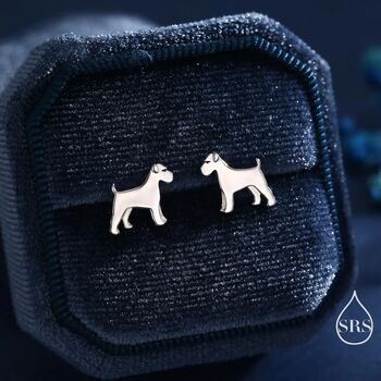 Schnauzer Dog Stud Earrings In Sterling Silver, 3 of 12