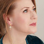 White Moonstone With Seed Pearl Stud Drops 18 Gold Vermeil, thumbnail 3 of 8