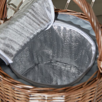 Round Grey Picnic Basket With Chiller Compartment, 4 of 7