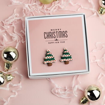 Christmas Tree Message Stud Earrings, 4 of 6