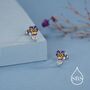 Pansy Enamel Stud Earrings In Sterling Silver, thumbnail 3 of 11