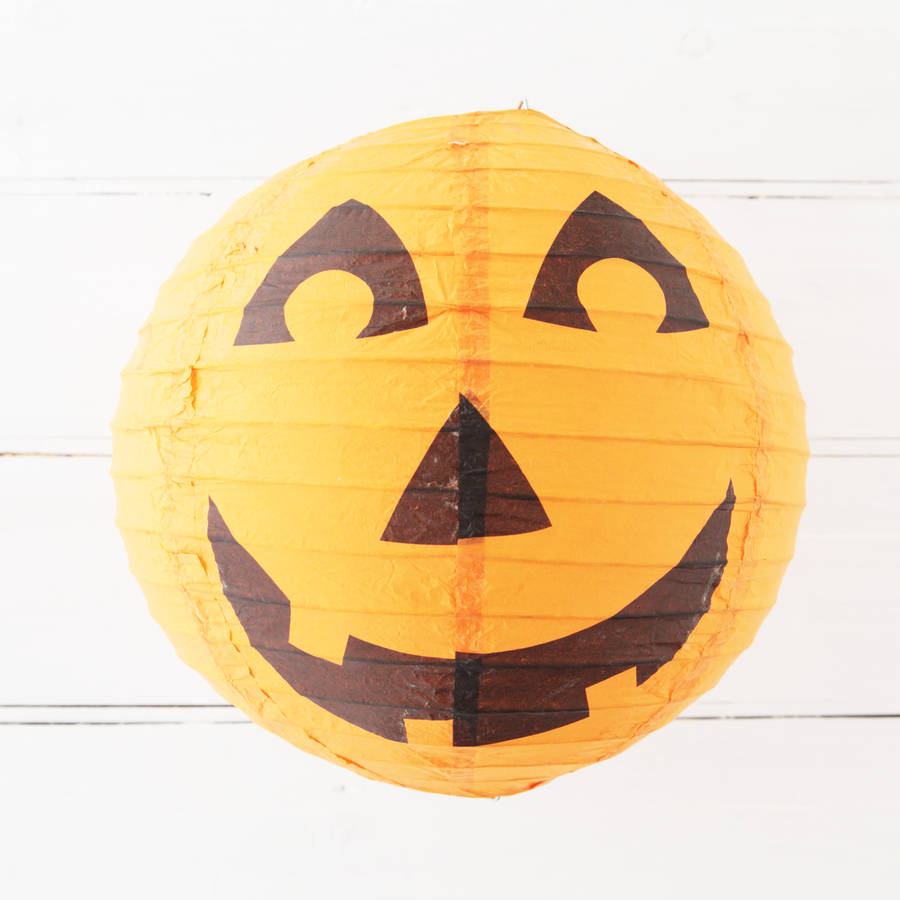halloween spooky faces hanging paper lanterns by postbox party ...