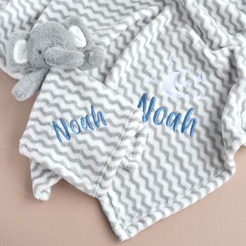 Personalised Grey Blanket And Comforter Set For Baby, 5 of 7