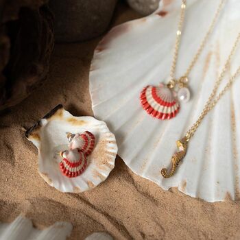 Clam Shell And Pearl Short Necklace, 2 of 8