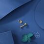 Sterling Silver Sapphire Blue Cz Bezel Internally Threaded Flat Back Earrings, thumbnail 5 of 10
