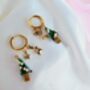 Christmas Detachable Bead Charm Hoop Earrings 16 K Gold, thumbnail 3 of 5