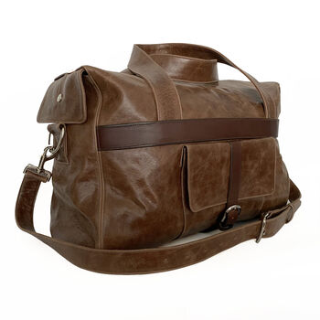 Handcrafted Brown Travel Bag, 2 of 8