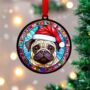 Pug In Santa Hat Suncatcher Decoration, thumbnail 4 of 6