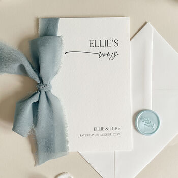 Luxury 'Her Vows' Wedding Vows Card, Modern Script, Personalised, 3 of 10
