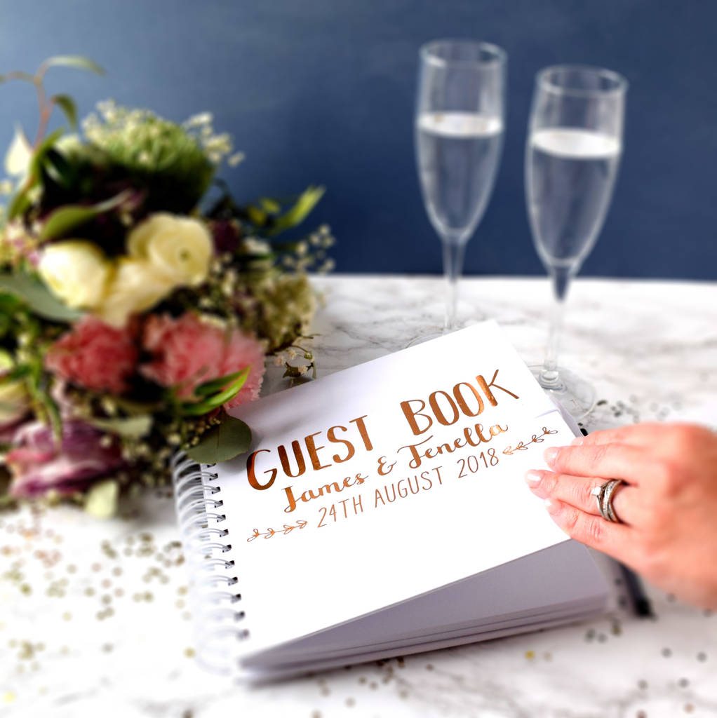Personalised Wedding Guest Book With Heart Swashes