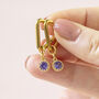 Triangle Huggie Earrings With Birthstone Detail, thumbnail 5 of 12
