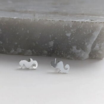 Sterling Silver Seahorse Stud Earrings, 3 of 6