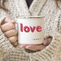Couples 'Love' Enamel Mug Set With Couples Names, thumbnail 2 of 6