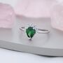 Genuine Pear Cut Emerald Green Cz Crown Ring, thumbnail 2 of 11