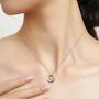 Sterling Silver Blue Opal Moon And Star Pendant Necklace, thumbnail 4 of 10