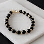 Mens Gold Tone Black Onyx Crystal Bracelet, thumbnail 1 of 3