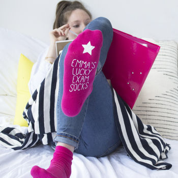 Personalised Pink Lucky Exam Socks, 3 of 3
