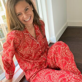 Handmade Silk Pyjamas Winter Red, 6 of 12